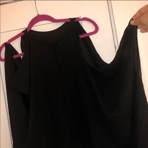 ASOS - Black Long Sleeve Sheer Cold Shoulder Blouse - 14